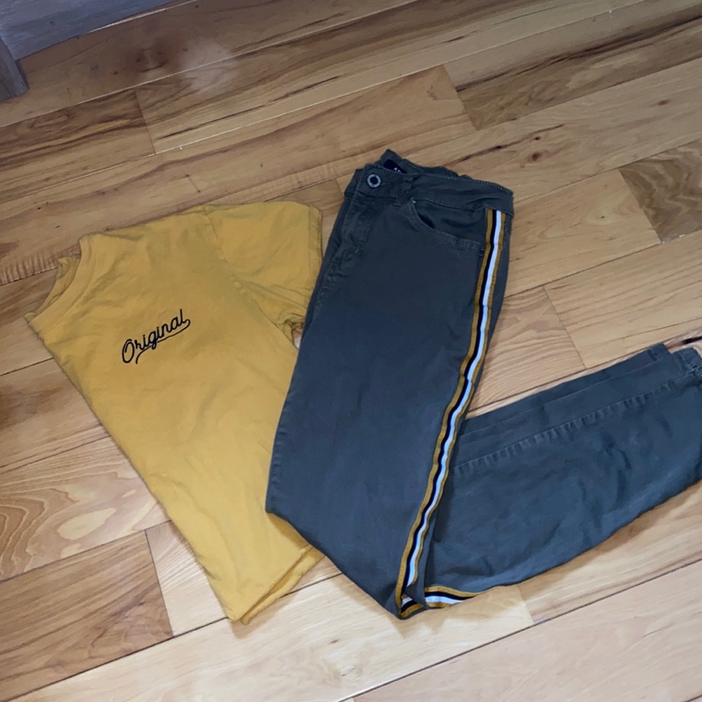 Cool army green and yellow street wear AngelKiss